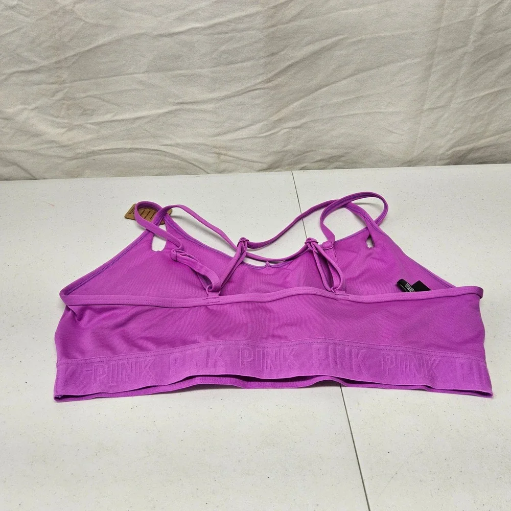PINK Sports Bra Women XXL Purple Ultimate Lightly Lined Strappy Low Impact